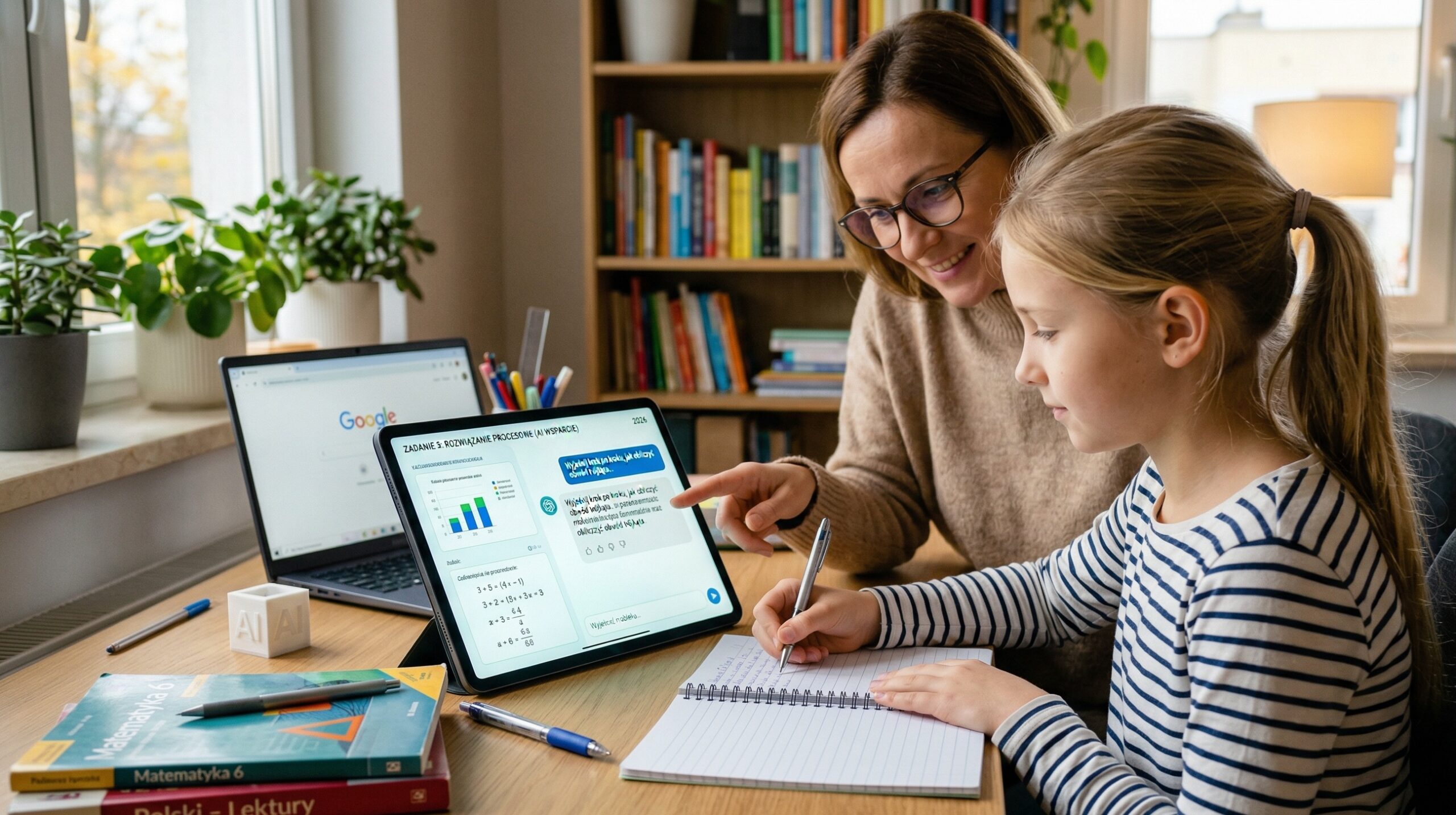 dziecko korzystające z tabletu do nauki